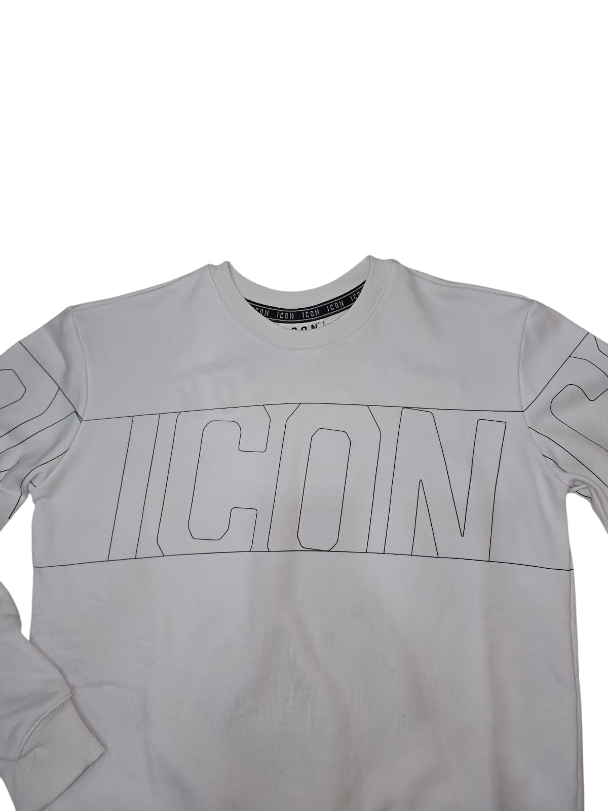 Felpa ICON Girocollo c/logo outline cotone garzat