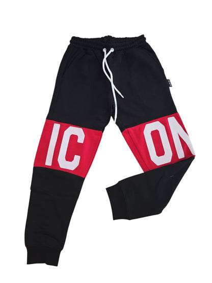Tuta ICON MAXI LOGO girocollo garzato nero rosso