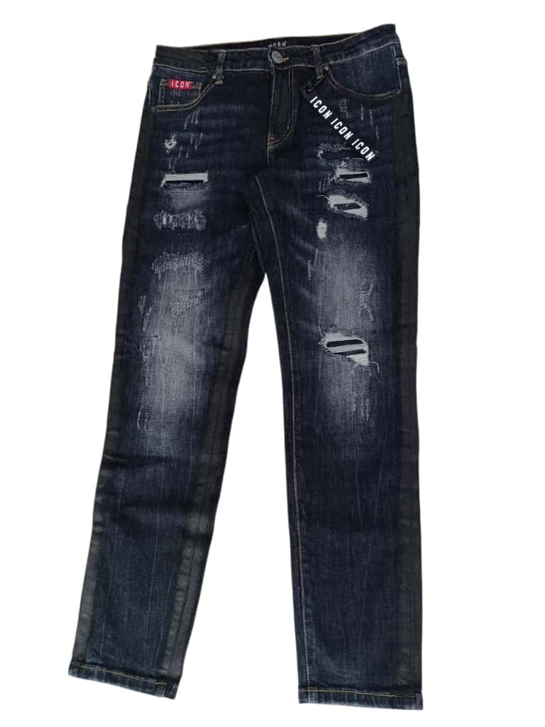 Jeans ICON pittura e logo piccolo