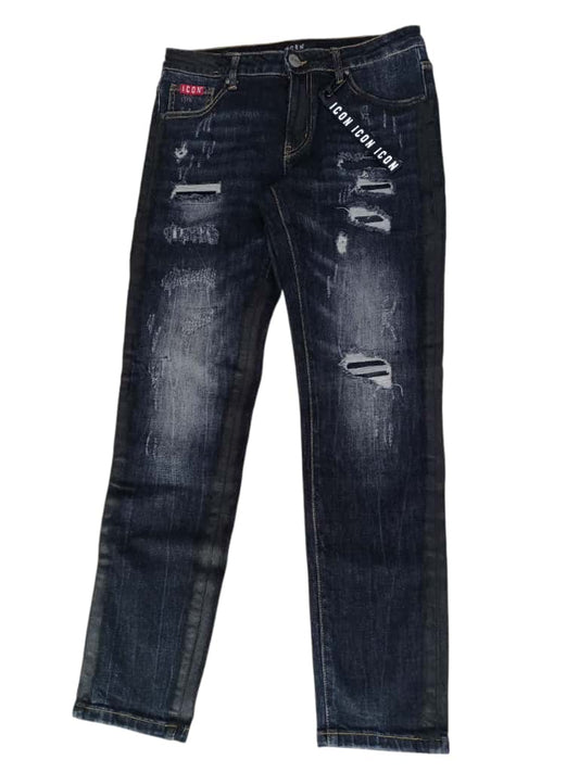 Jeans ICON pittura e logo piccolo