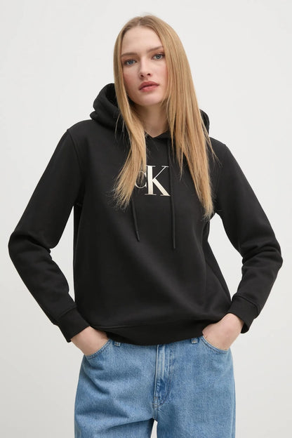Felpa Calvin Klein in cotone garzato logo centrale