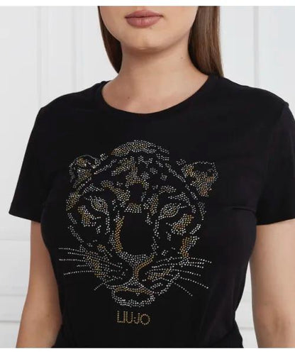 T-shirt LIU-JO con tigre in strass nera