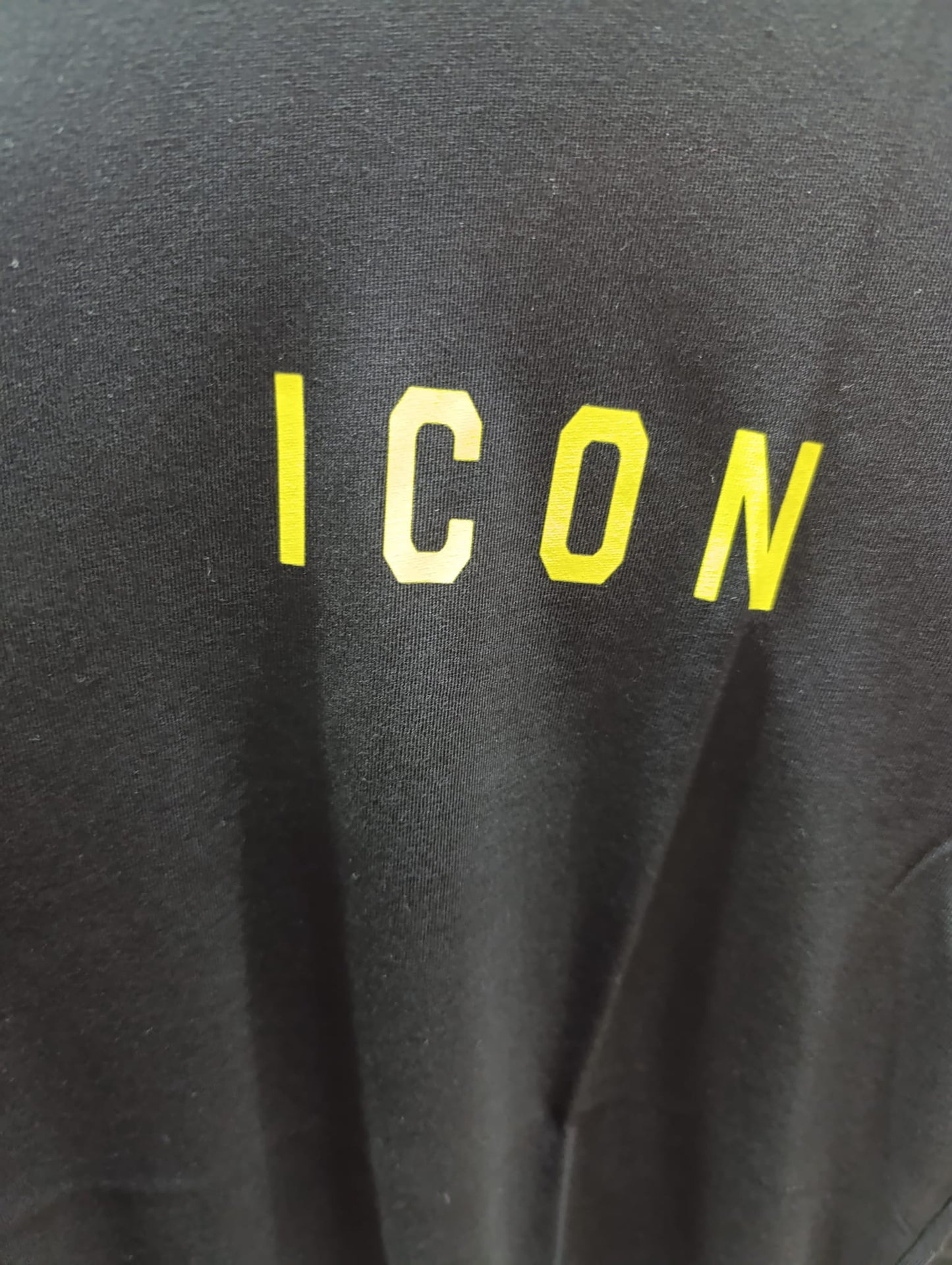 T-SHIRT ICON logo in stampa giallo fluo