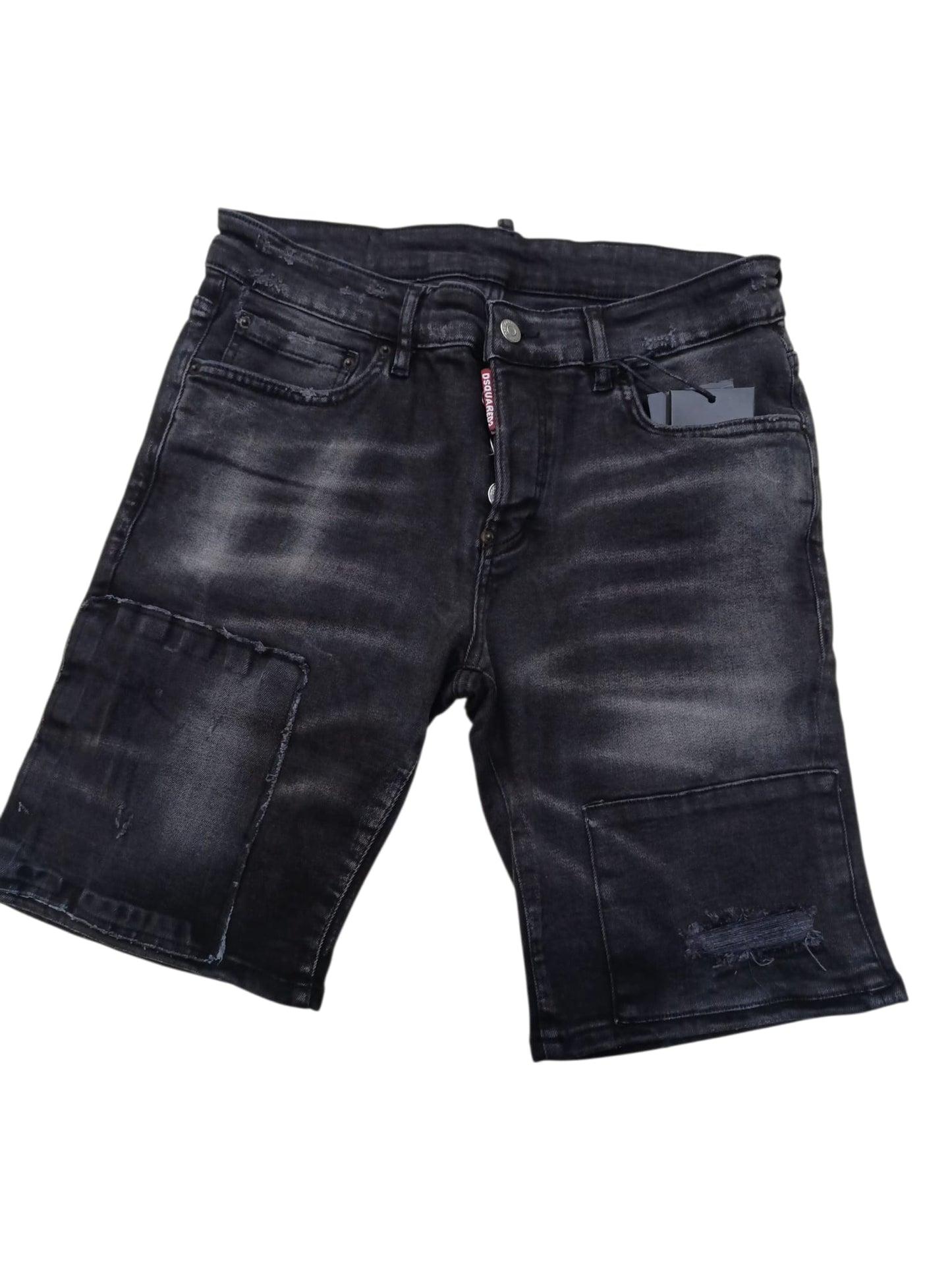 Pantaloncino Jeans Dsquared2 con toppe nere 647