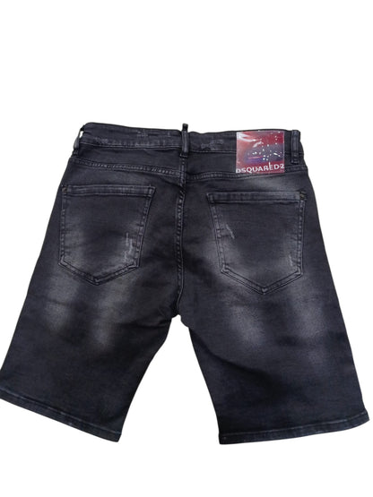 Pantaloncino Jeans Dsquared2 con toppe nere 647