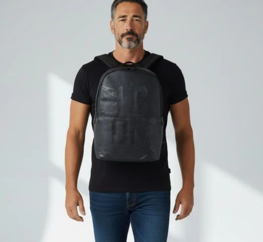 Zaino uomo ICON con logo lucido nero caleb 05