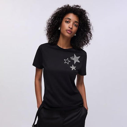 T-shirt LIU JO donna stelle con stass