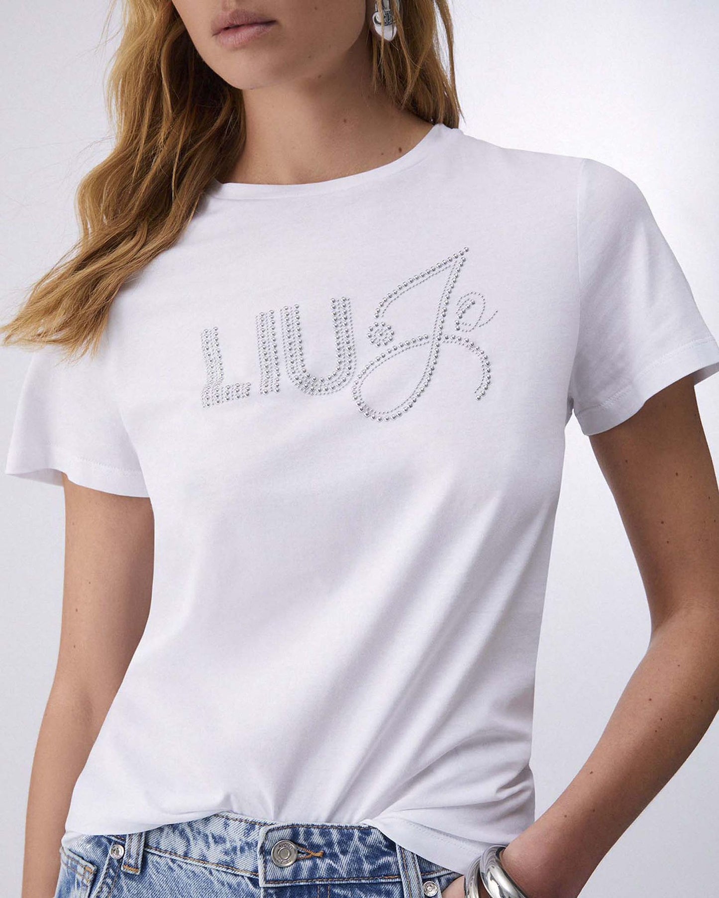 T-shirt LIU JO donna maxi logo con borchie