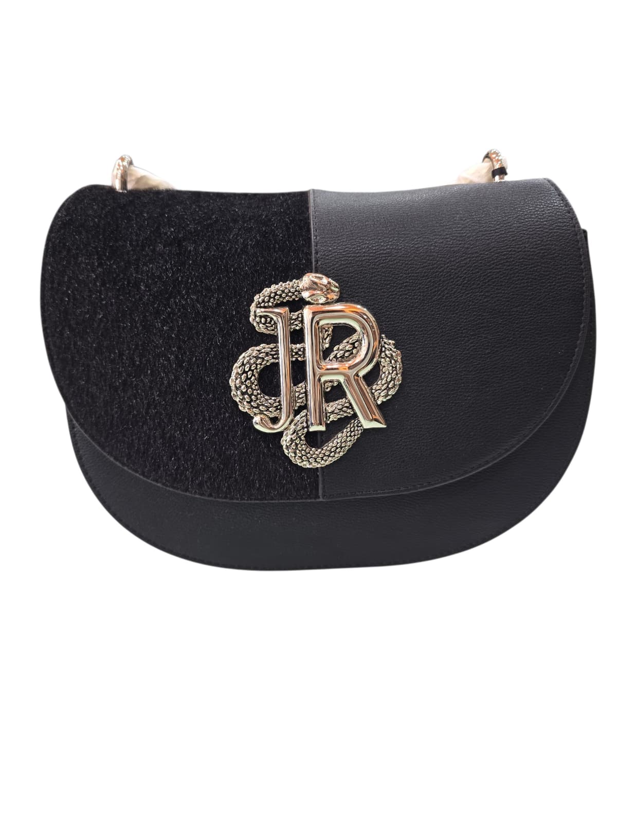 Borsa John Richmond in pelle e pelliccia nera