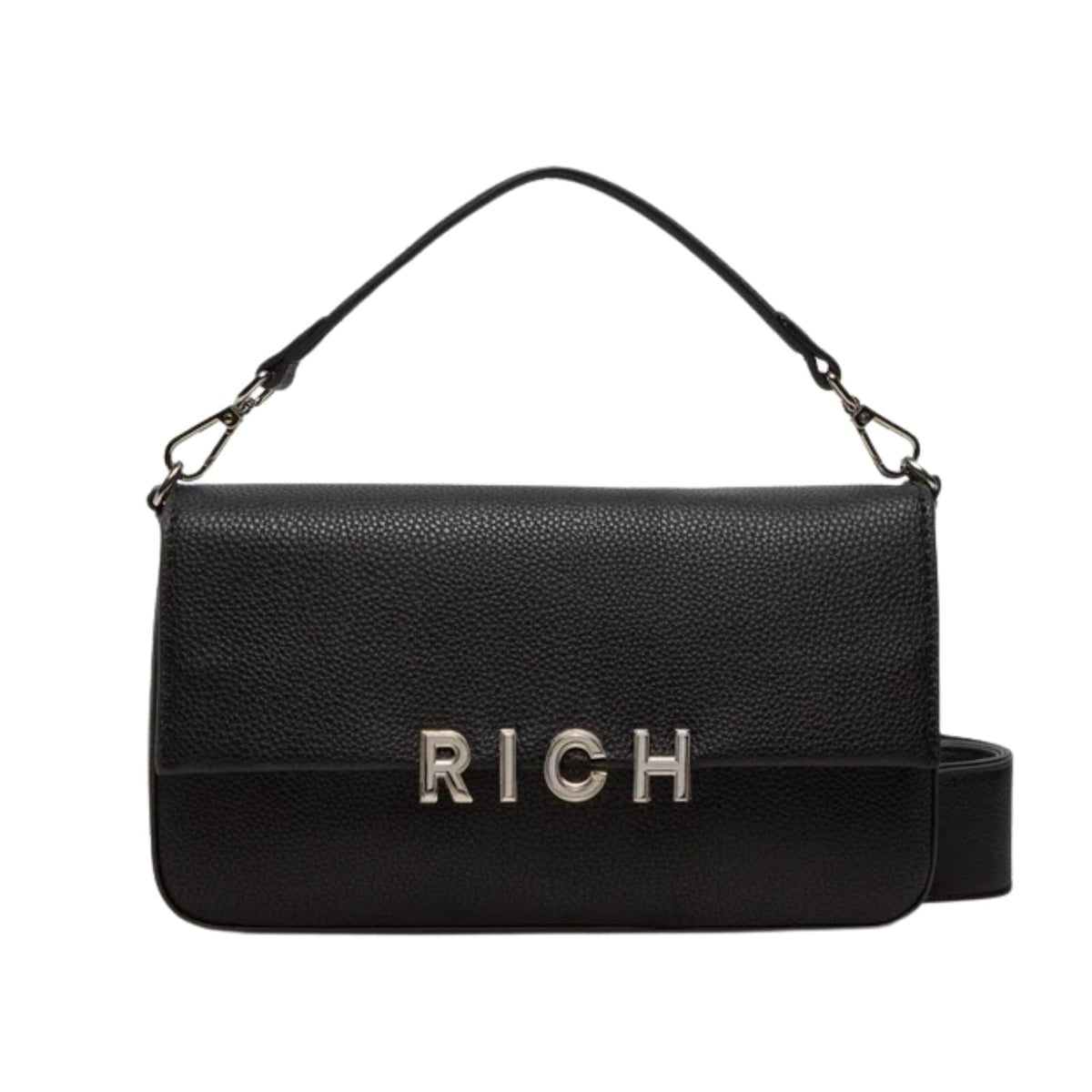 Borsa John Richmond In nera pelle logo in oro