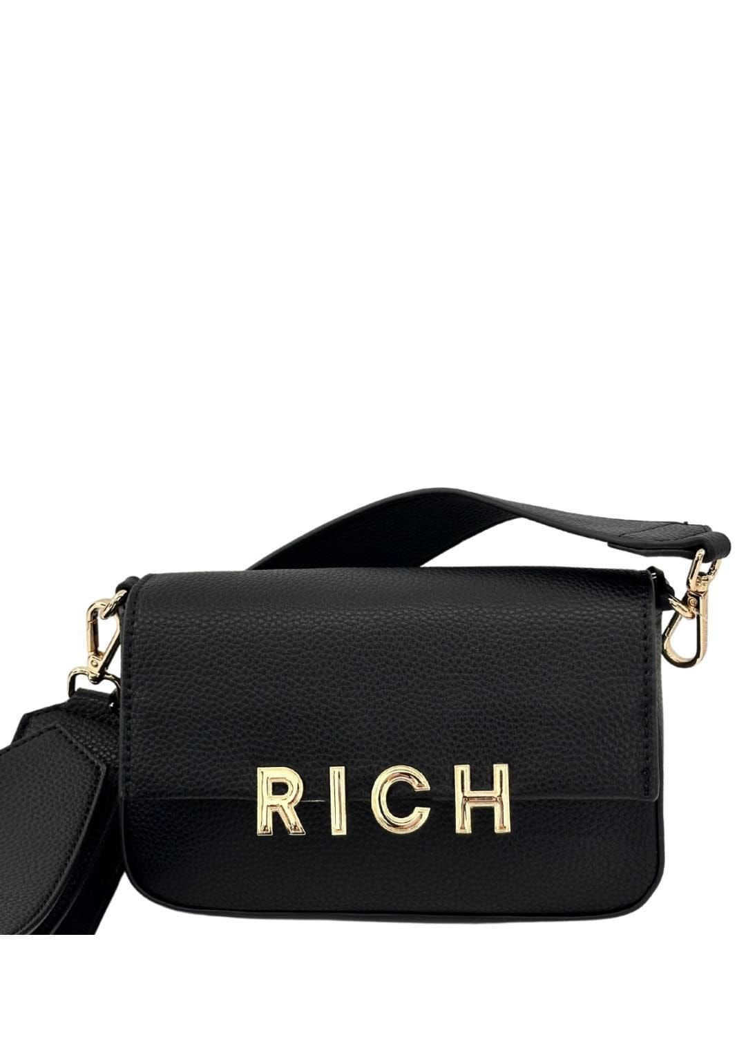 Borsa John Richmond In nera pelle logo in oro