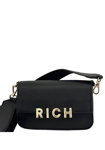 Borsa John Richmond In nera pelle logo in oro