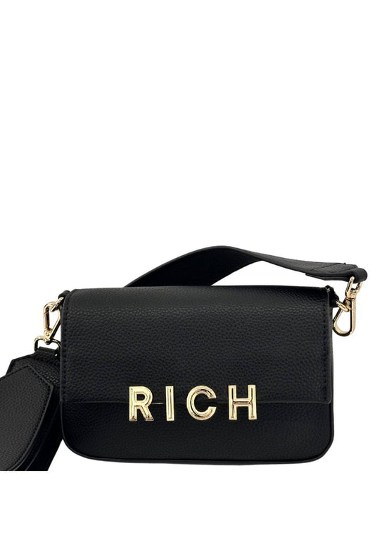 Borsa John Richmond In nera pelle logo in oro
