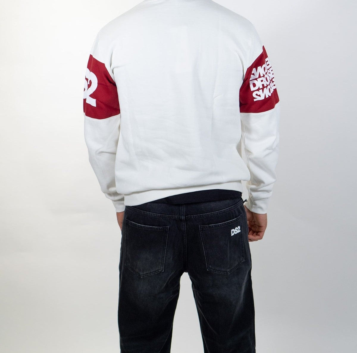 Felpa DS2 DROP SEASON2  Girocollo  MAXI LOGO ROSSO