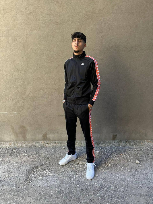Tuta KAPPA in acetato Black-Orange coral-white.