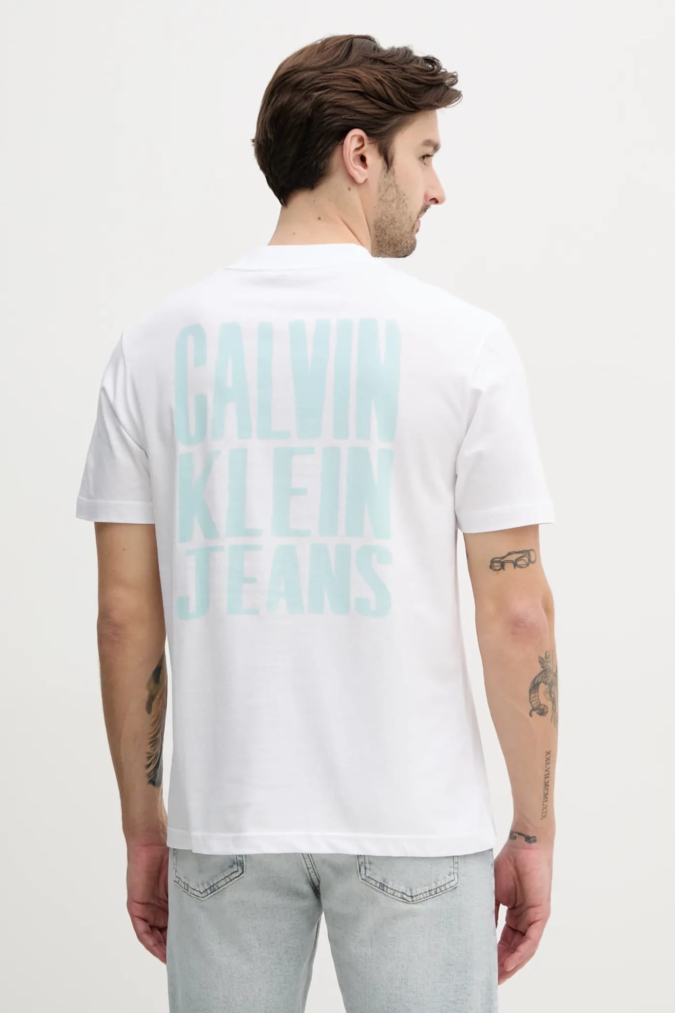 T-shirt CALVIN KLEIN con logo laterale azzurro