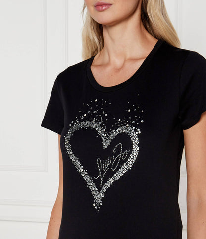 T-shirt LIU-JO in cotone  con strass a cuore