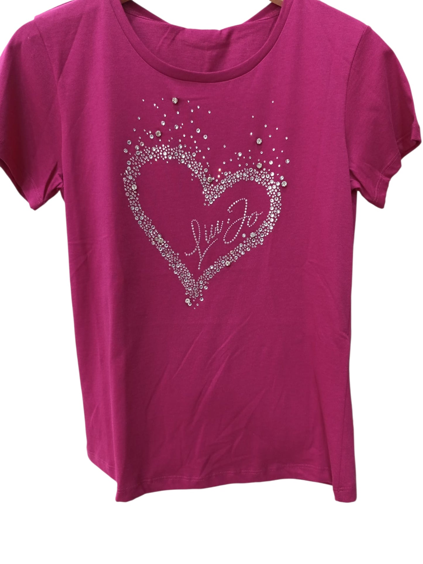 T-shirt LIU-JO in cotone  con strass a cuore