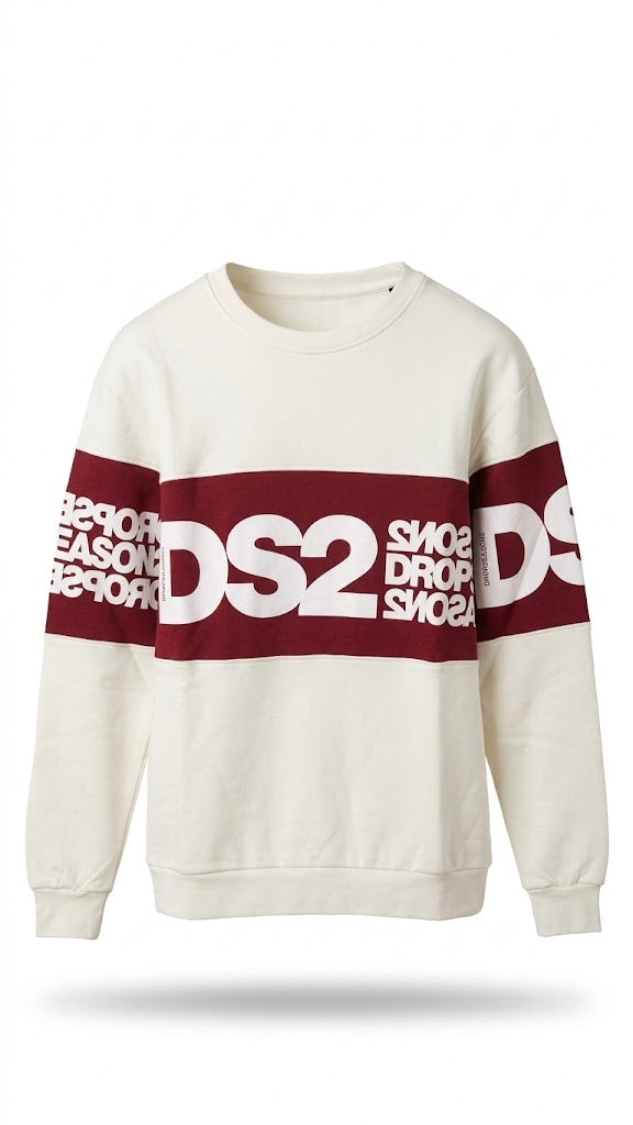 Felpa DS2 DROP SEASON2  Girocollo  MAXI LOGO ROSSO
