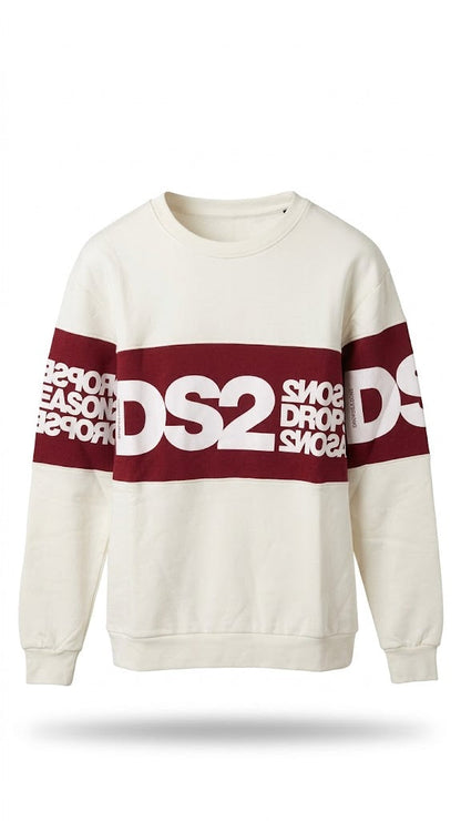 Felpa DS2 DROP SEASON2  Girocollo  MAXI LOGO ROSSO