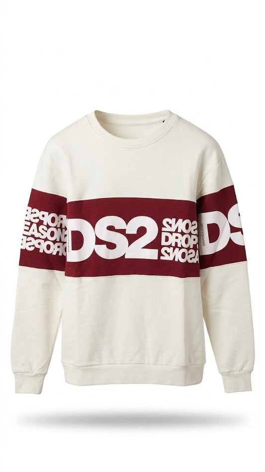 Felpa DS2 DROP SEASON2  Girocollo  MAXI LOGO ROSSO