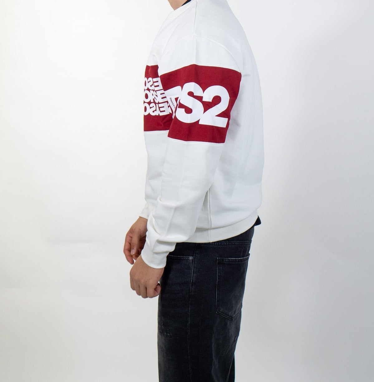 Felpa DS2 DROP SEASON2  Girocollo  MAXI LOGO ROSSO